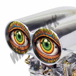 CALCOMANÍA DE VINILO OJOS AZTECAS AMARILLA ESCOPETA DE ADMISIÓN DE AIRE CAPÓ CUCHARA CATCHER 2 PIEZAS - Imagen 1 de 2