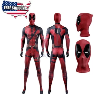 Deadpool Wade Wilson Cosplay Costume Deluxe Jumpsuit Headgear Halloween Costume - Picture 1 of 22