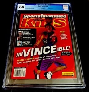 VINCE CARTER RARE SI FOR KIDS COVER 2000 USA NBA POP 1 W CARDS RAPTORS CGC 7.5 - Picture 1 of 3