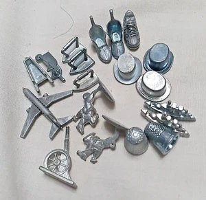 19 Original Vintage Monopoly Game Pieces Pewter Metal Tokens - Picture 1 of 5