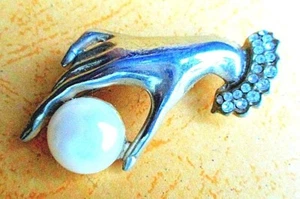 VINTAGE 40ER JAHRE STRASS - KUNSTPERLEN VERGOLDETE HANDBROSCHE - USA - Bild 1 von 4