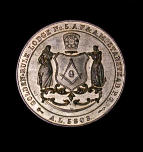 1903 Golden Rule Lodge Centennial Medal Token Coin 38mm 20.7g Gilt Bronze - Picture 1 of 2