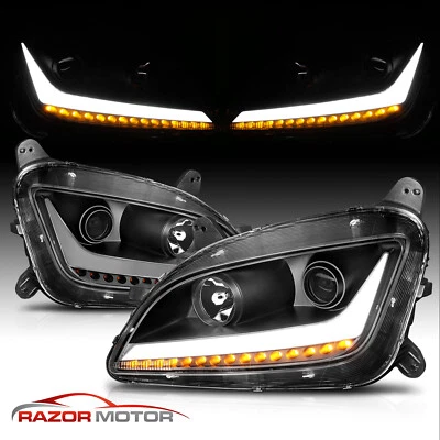 For 11-19 Peterbilt 579 587 LED Bar Signal Projector Black Headlights Pair Foto 1 de 4
