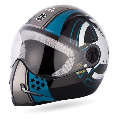 Yamaha YR1 Full Face Helmet (Black with Cyan Green) - Image 1 of 4