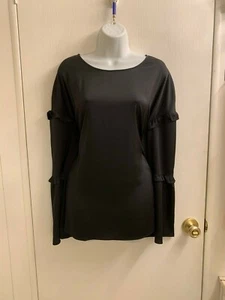 NWT Worthington Lovely Black Long Sleeve Ruffle Top/Tunic XL Retail $48.00 - Picture 1 of 4