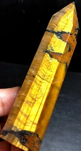 108g Natural tiger's-eye quartz tower obelisk crystal wand point healing k640 - Picture 1 of 9
