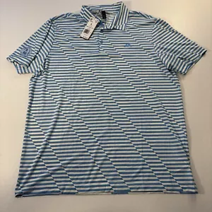 Nuovo con etichetta! Adidas Golf Maglia Stampa Polo Uomo Blu/Avorio Manica Geometrica Logo - Foto 1 di 13