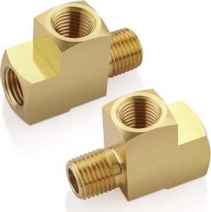 2Pcs 1/4" Brass Tee Fittings 1/4" NPT Female Pipe to 1/4" NPT Male Pipe to 1/4" - Picture 1 of 12