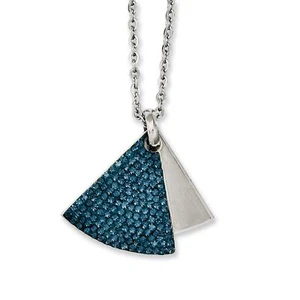 Collar de acero inoxidable cristal azul y triángulos cepillados - Imagen 1 de 5