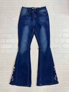 Bamboo Bell Bottom Flared Stretch Blue Jeans Juniors 3 - Picture 1 of 8