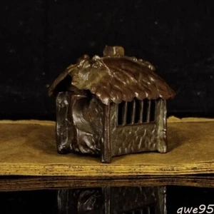 Chinese Antique Bronze Handheld Tree House Incense Burner Statue Ornament - Picture 1 of 11