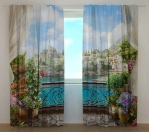 Curtain Balcony with Flowers, Wellmira Blind for Living room, any sizes - Picture 1 of 12