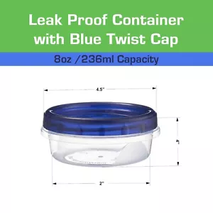 8 Oz. Reusable Airtight Leak-Proof Twist Top Seal Food-Grade Storage Containers - Picture 1 of 7