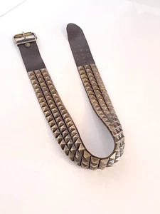 Antique Leather Belt Brass Pyramids Centurion Swiss Army Cowhide Handmade - Picture 1 of 12