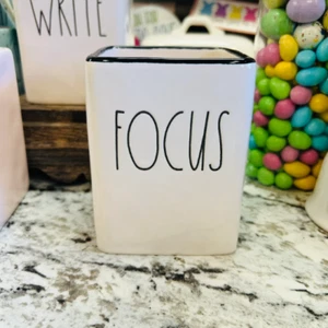 Rae Dunn Ceramic FOCUS Office Pen Pencil Holder - Picture 1 of 1