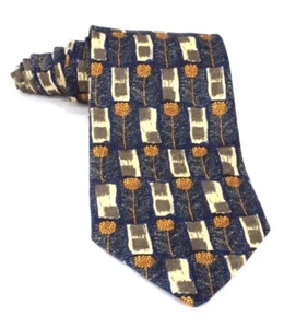 ERMENEGILDO ZEGNA Men's Necktie 100% Silk ITALY Luxury FLORAL Blue Yellow Orange - Picture 1 of 7