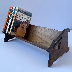 ANTIQUE WOODEN BOOK RACK CHURCH PEW VINTAGE TABLE BOOK TROUGH STAND WOOD SHELF - Picture 1 of 24