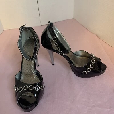 Ellie Black & Silver Staletto Heels, Size 9, New, 4 3/4” Heel - Image 1 of 4