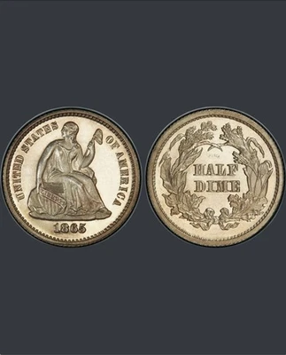 1865 PCGS PR64CAM 13K Minted + 500 Proof! $2,405 APR! Civil War Seated Half Dime - Image 1 of 4