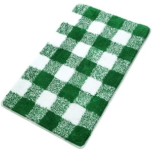 Soft Non-slip Bathroom Microfiber Plaid Pattern Rugs Extra Fluffy Absorbent Mats - Picture 1 of 9