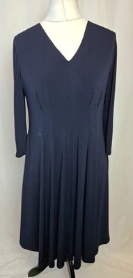 Vestido jersey para mujer LAURA ASHLEY mangas 3/4 UK14 cuello en V azul marino E4210 Foto 1 de 4