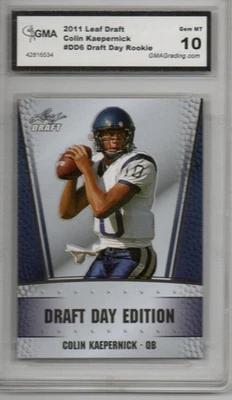2011 LEAF DRAFT COLIN KAEPERNICK CARD#DD6 DRAFT DAY ROOKIE GEM MT 10 BY GMA - Image 1 of 2