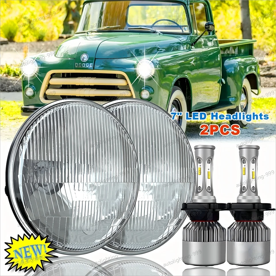 Faro LED redondo de 7 pulgadas blanco frío para Dodge D100 D150 D200 D300 Foto 1 de 4