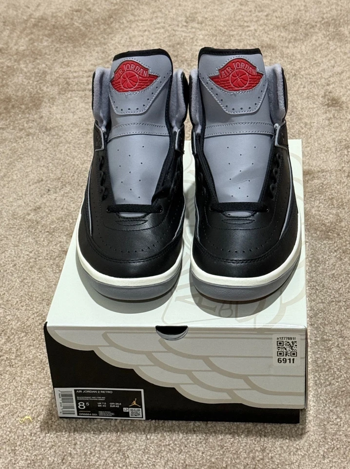 Tênis Nike Air Jordan 2 retrô preto cimento masculino EUA tamanho 8.5 - DR8884-001 - NOVO - Imagem 1 de 4
