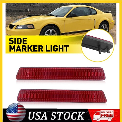 Smoked/Tinted Rear Side Marker Lights For 1999-2004 Ford Mustang - Pair (Direct OEM Replacement)