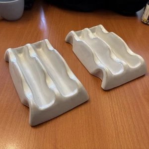 Vintage 2 supporti per taco in ceramica Frankoma #249 1982 bianco - Foto 1 di 5