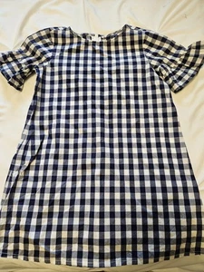 Gingham-Kleid mit Rundhalsausschnitt und Rüschenärmeln in Größe 4 - Bild 1 von 6