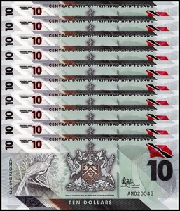 Trinidad & Tobago 10 Dollars, 2020, P-62, UNC Polymer X 10 PCS - Picture 1 of 2