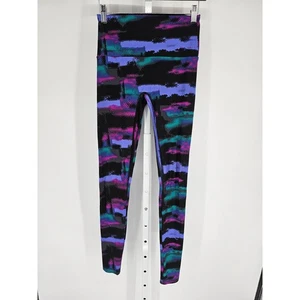 K-Deer Abstract Printed Full Length Legging High Rise Black Pink Sz M USA made - Picture 1 of 5