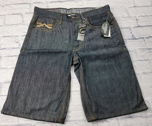 Ecko Unltd Shorts Men 32 Dark Denim Hip Hop Y2K Streetwear Baggy Embroidered  - Picture 1 of 12
