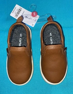 Carter's Toddler Boys Ricky Slip-on Brown Faux Leather Shoes/Sneakers Size 5 - Image 1 of 4
