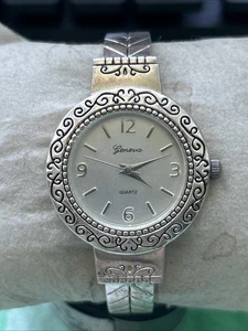 Geneva Silver Tone Women’s Cuff Watch - Picture 1 of 6