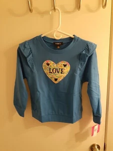 Amy Byer Girls' French Blue Fleece Top with Love Heart Medium NWT NEW - Picture 1 of 2