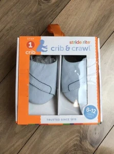Sz 6-12 Mo STRIDE RITE "Crib Blue Dream" Boys Crib & Crawl NWT Light Pastel - Picture 1 of 7