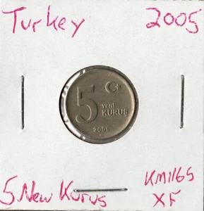 Moneda Türkiye 5 New Kurus 2005 KM1165 - Imagen 1 de 1