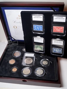 Boxed Queen Elizabeth II 1953 Coronation Coin & Stamp Set - Picture 1 of 14