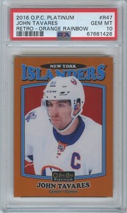 2016-17 O-Pee-Chee Platinum Retro Orange Rainbow /49 John Tavares #R47 PSA 10