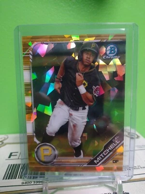 2019 Bowman Chrome Sapphire Cal Mitchell Gold Refractor #d/15 Pittsburgh Pirates - Image 1 of 3