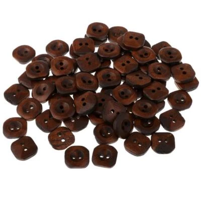 100x Vintage Square Wooden Buttons for Sewing on Coat Overcoat Clothing 13mm - Image 1 of 4