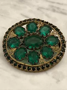 1800er grünes Glas perfekt gestaltet handgefertigt Booch/Pin, viktorianisch - Bild 1 von 9