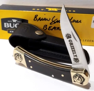 BUCK KNIVES Brain Yellowhorse Bear 110 Lockback Folding Pocket Knife Belt Sheath - Picture 1 of 4