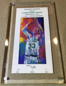 LARRY BIRD TICKET 1993 RETIREMENT NIGHT BOSTON GARDEN CELTICS ACRYLIC CASE - Picture 1 of 2
