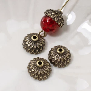 4 Antique Brass Acorn Bead Caps, TierraCast Design for Autumn and Fall Jewelry - Picture 1 of 6