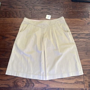 GH Bass & Co Women's Skirt Size 10 Tan Flare Pleated Cotton NWT - Picture 1 of 4