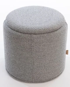 SIX Polsterhocker Bouclé Grau Beistelltisch mit Stauraum Tablett stabil modern - Bild 1 von 12