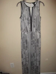 White House Black Market Vertical Striped Keyhole Sleeveless Maxi Dress Size 10 - Picture 1 of 6